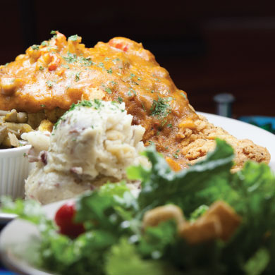 A plate of Louisiana cuisine served at Grapevine Cafe